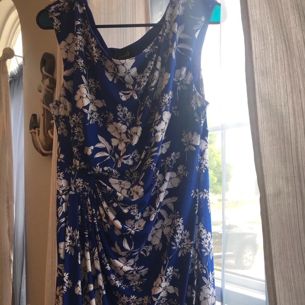 Royal blue with floral print dress